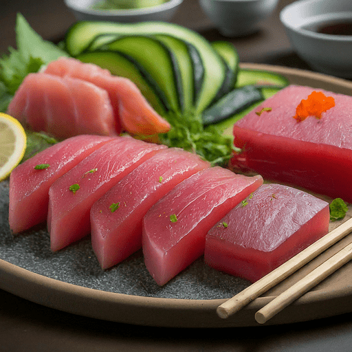 Yellowfin tuna sushi and sashimi